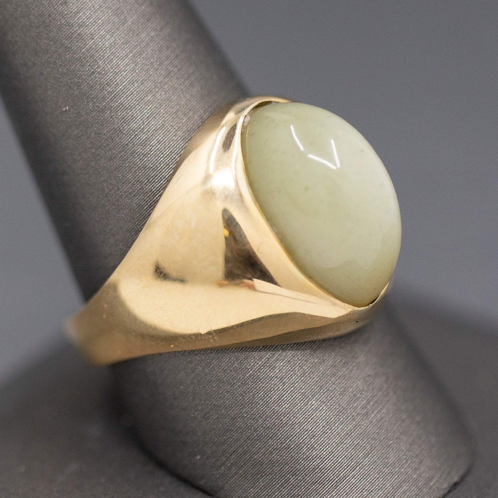 Men's Sleek Cat's Eye Moonstone Bezel Set Ring in 14k Yellow Gold