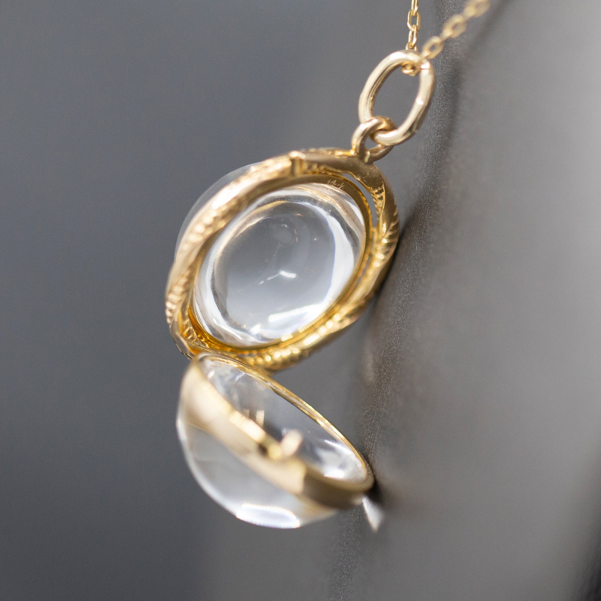 Antique Victorian Pools of Light Double Sided Rock Crystal Quartz Locket in 14k Yellow Gold