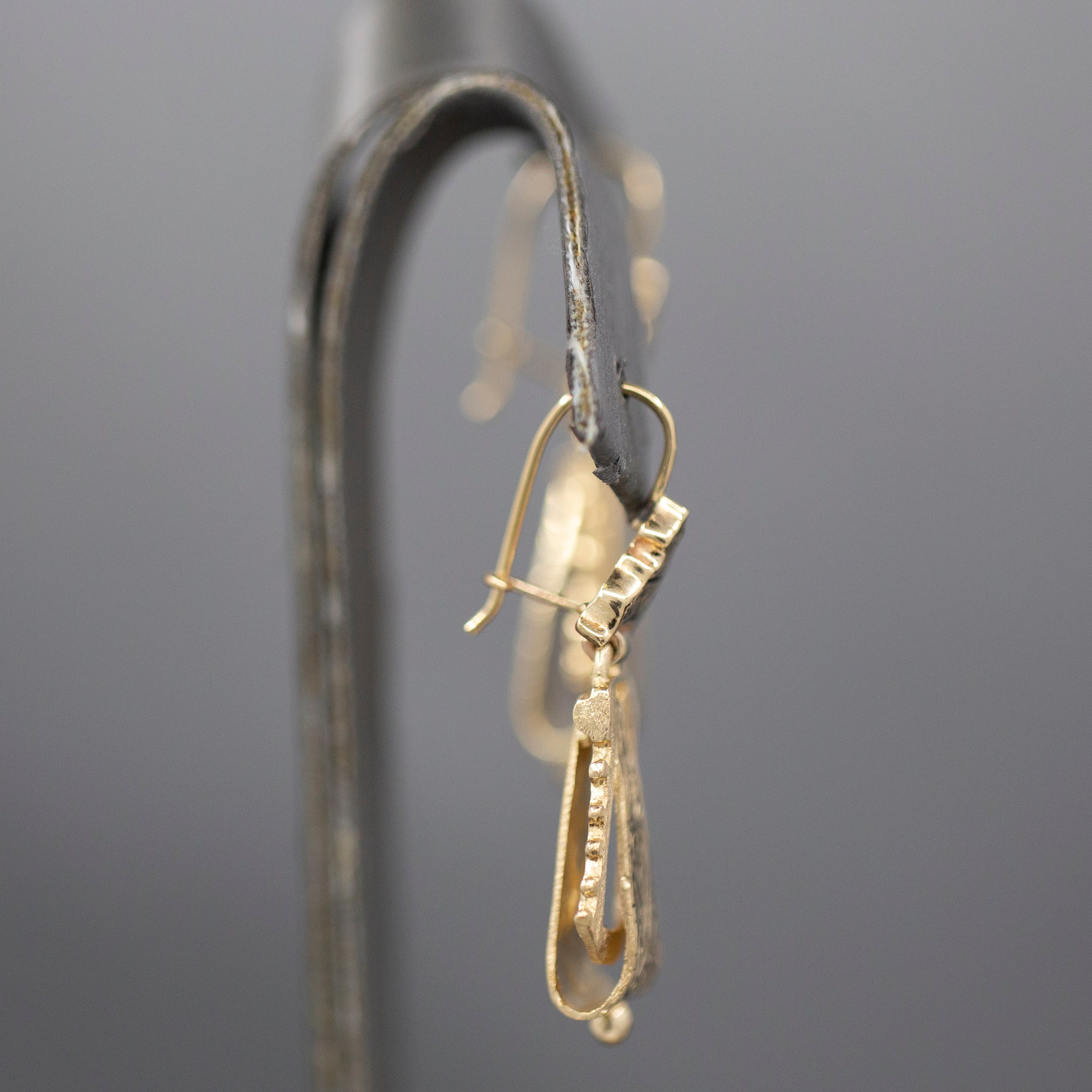 Antique Victorian Architectural Dangle Earrings in 14k Yellow Gold