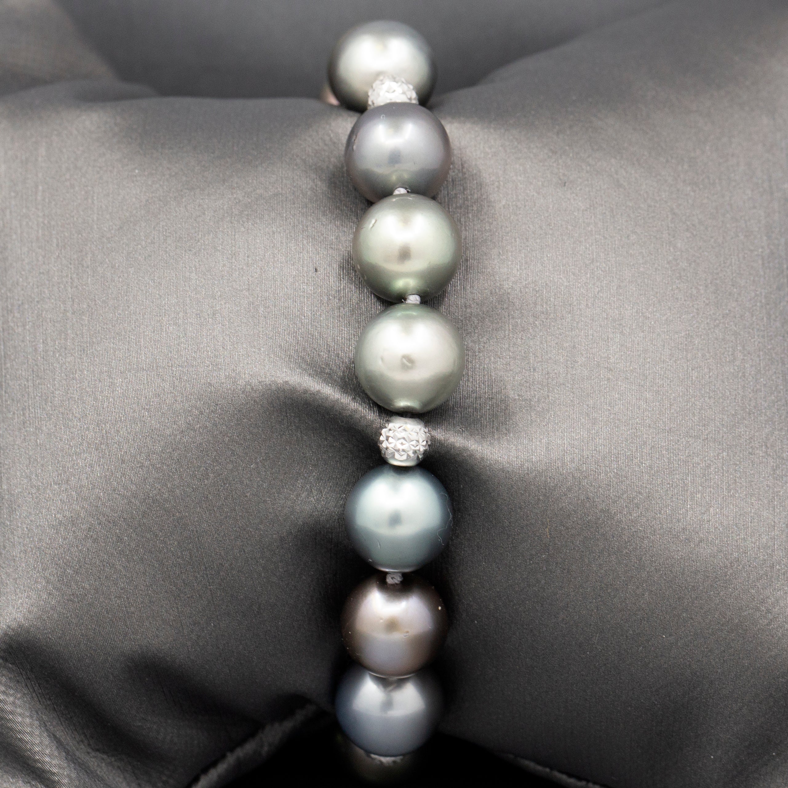 Exquisite Multi Color Tahitian Pearl Bracelet in 18k White and Yellow Gold