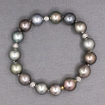 Exquisite Multi Color Tahitian Pearl Bracelet in 18k White and Yellow Gold