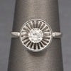 Diamond and Knife Wire Work Antique Hat Pin Conversion Ring in 14k White Gold