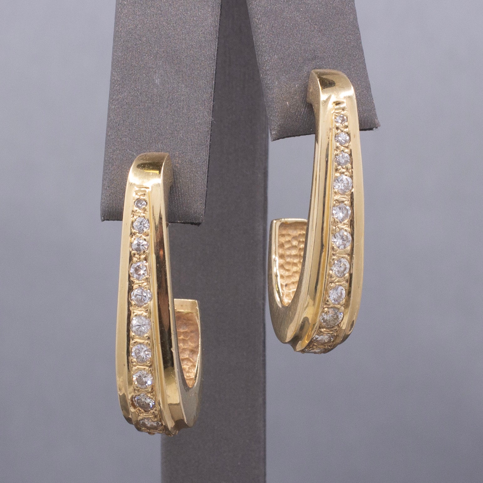 Chic Vintage Diamond Channel Set Half Hoop Earrings in 14k Yellow Gold