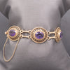 Antique Victorian Revival Amethyst Link Bracelet in 14k Yellow Gold