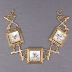 Rare Late Victorian Essex Crystal Duck Mallard Hunting Bracelet in 14k Yellow Gold