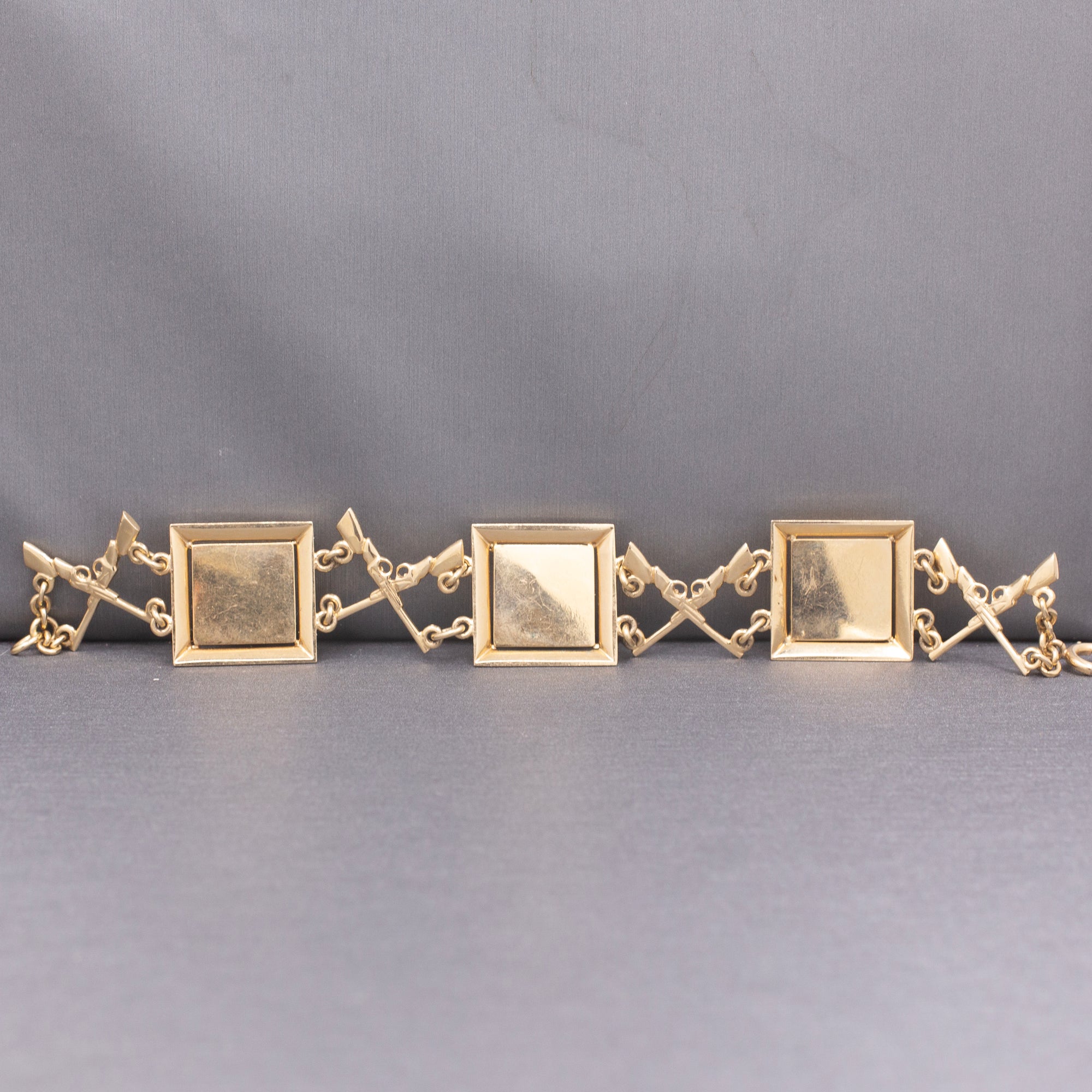 Rare Late Victorian Essex Crystal Duck Mallard Hunting Bracelet in 14k Yellow Gold