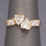 Darling Double Heart Diamond "Toi et Moi" Band Ring in 14k Yellow Gold