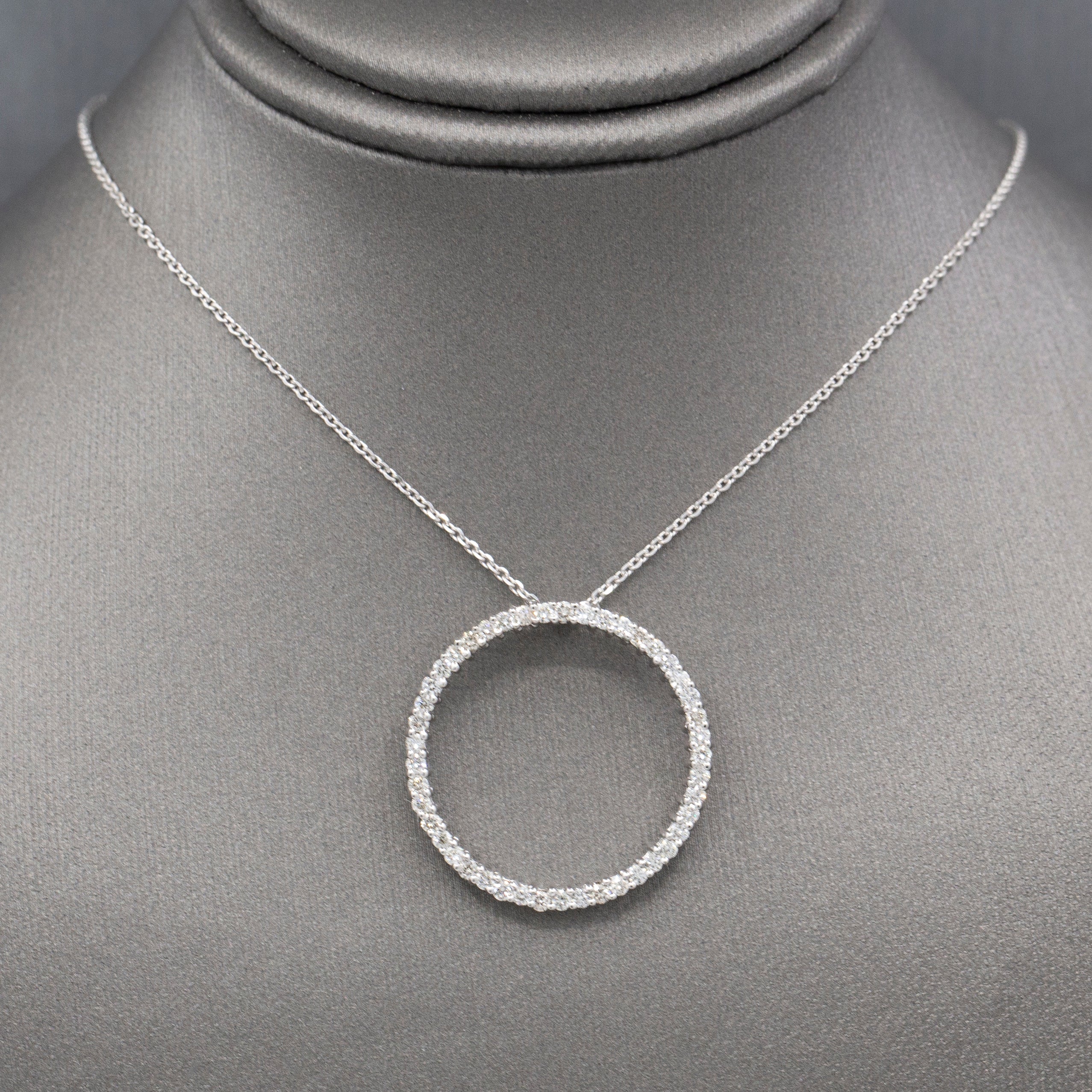 Sparkling Diamond Infinity Circle Pendant Necklace in 14k White Gold