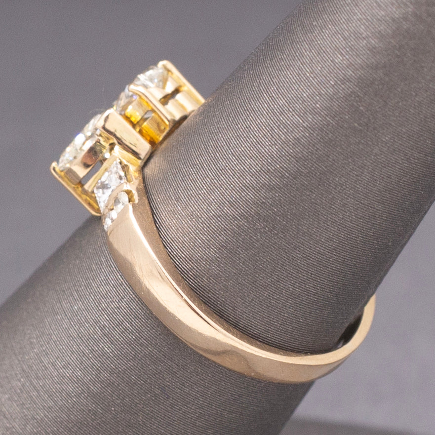 Darling Double Heart Diamond "Toi et Moi" Band Ring in 14k Yellow Gold