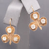 Charming Antique Old Mine Cut Diamond Clover Earrings in 14k Yellow Gold