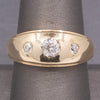 Vintage Old European Cut Diamond Three Stone Domed Band Ring in 14k Yellow Gold