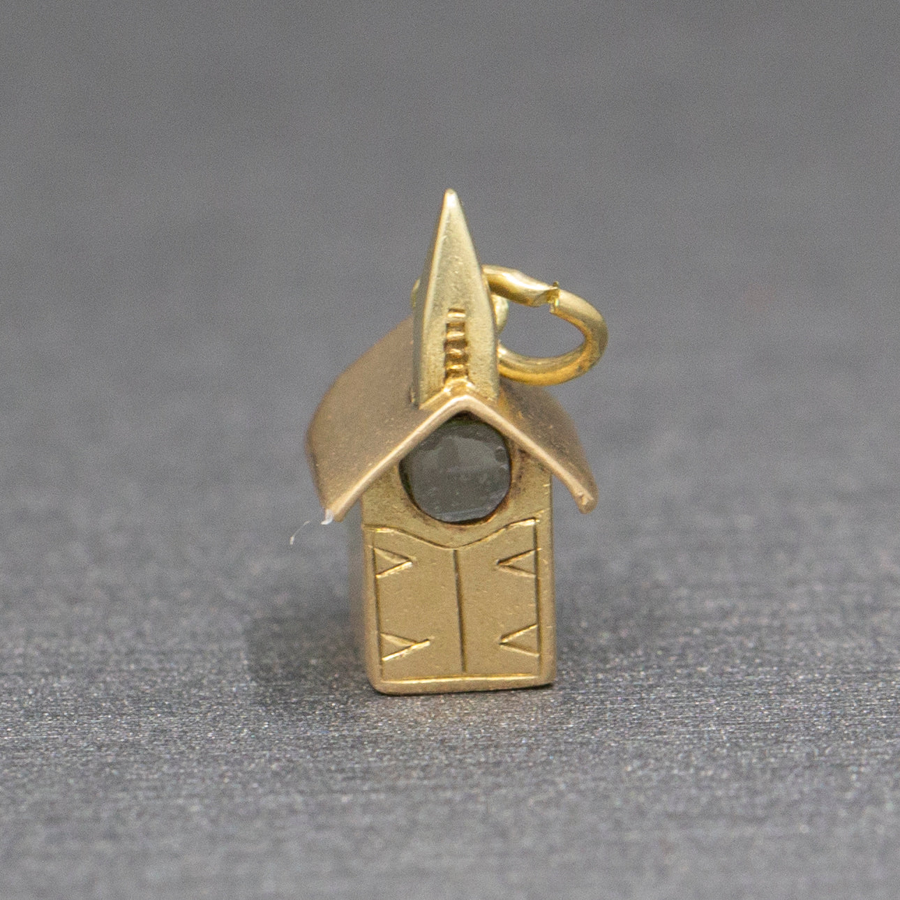 Vintage Miniature Church with Steeple Charm Pendant in 14k Yellow Gold
