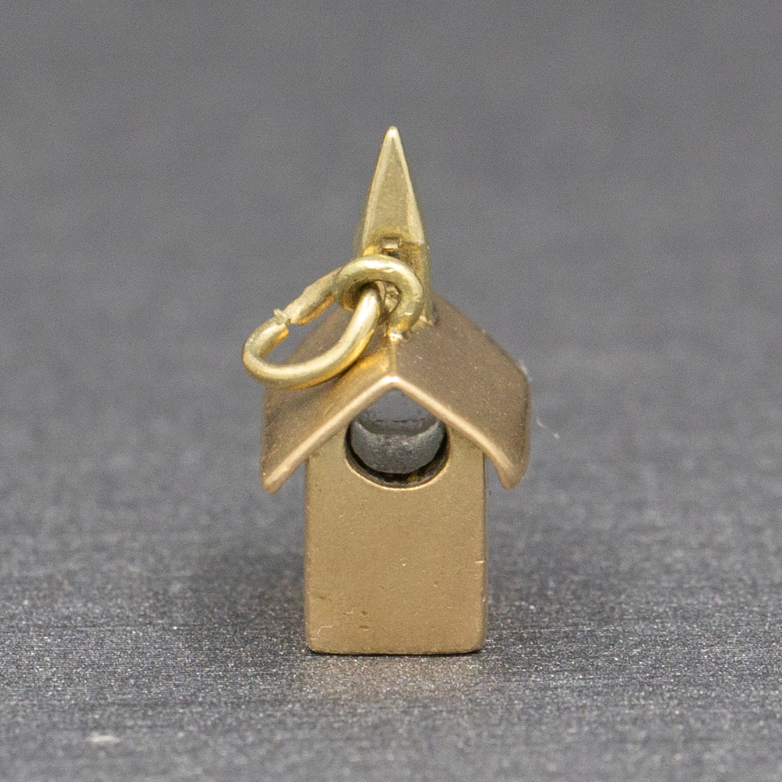 Vintage Miniature Church with Steeple Charm Pendant in 14k Yellow Gold