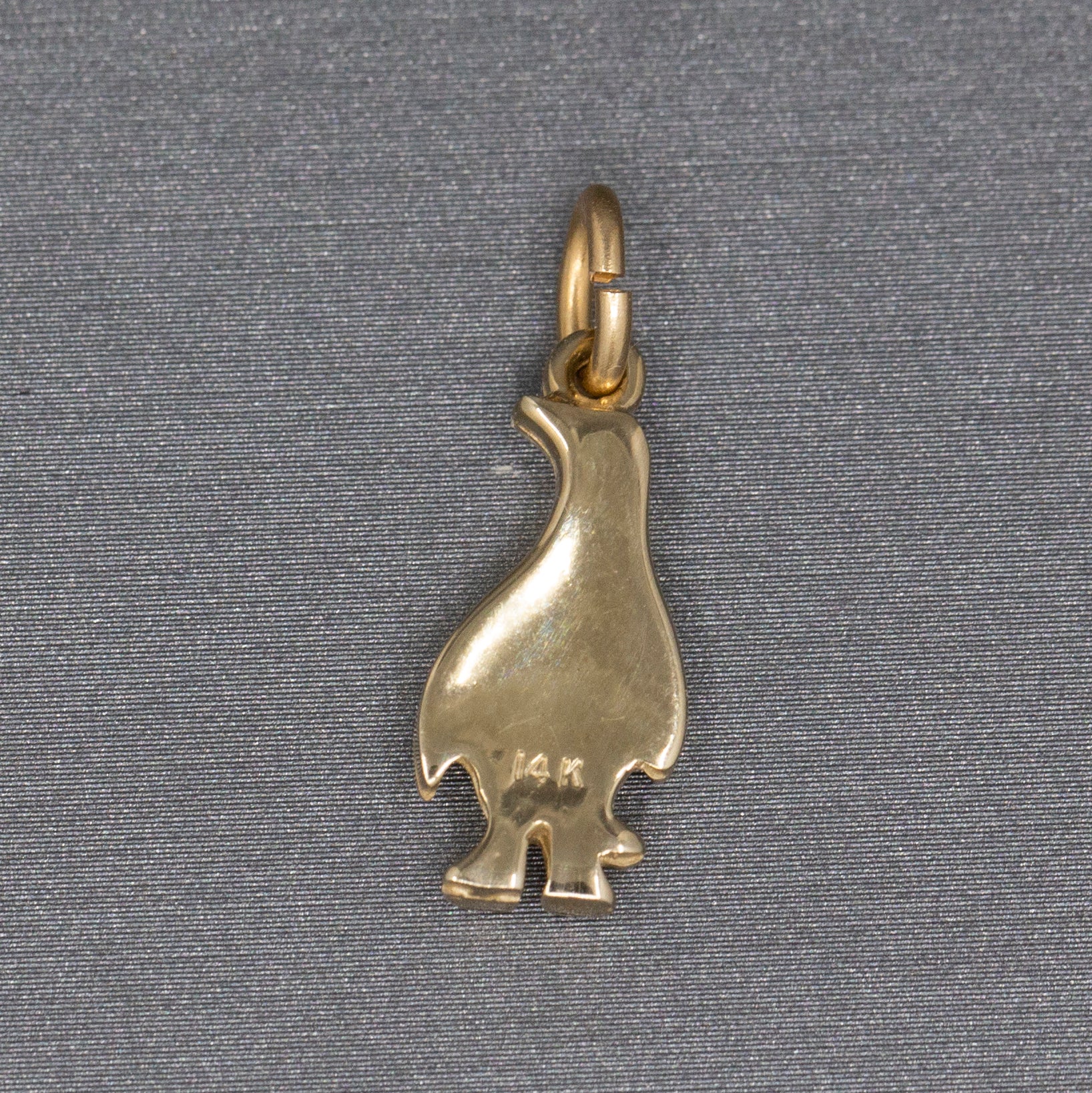 Adorable Emperor Penguin One Sided Pendant Charm in 14k Yellow Gold