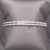 Sparkling Rainbow Multi-Color Sapphire and Diamond Bracelet in 14k White Gold