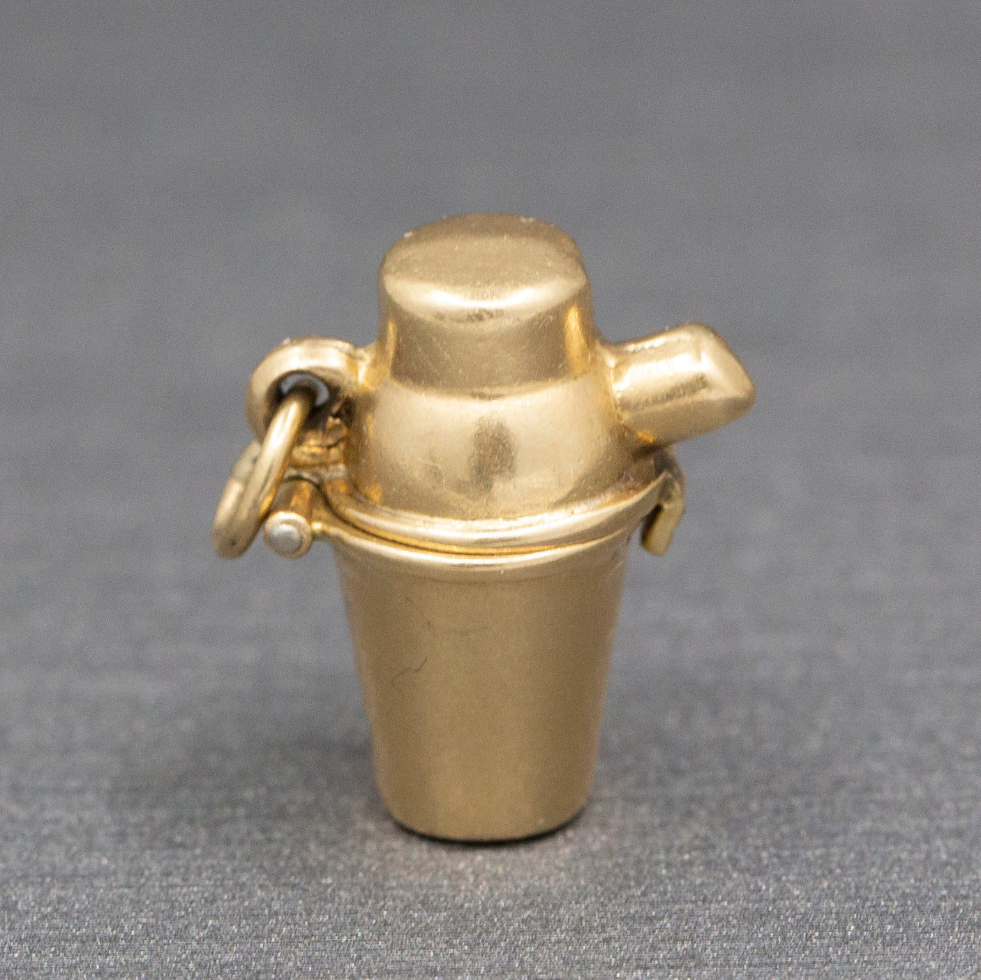 Vintage Opening Cocktail Shaker Charm in 14k Yellow Gold
