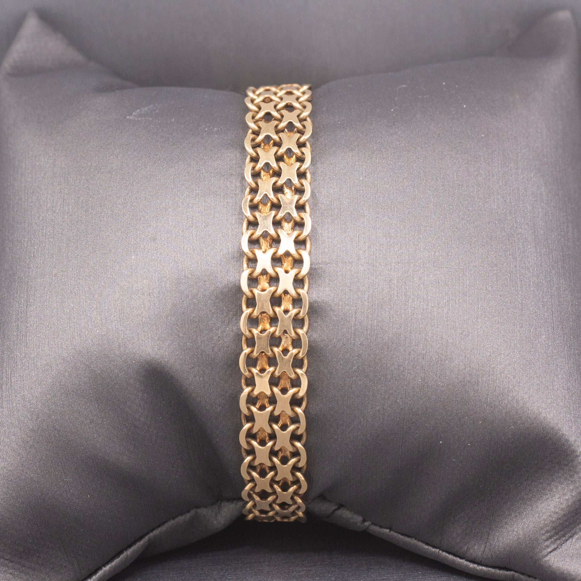 Vintage Swedish 14k Yellow Gold X-Link Bracelet