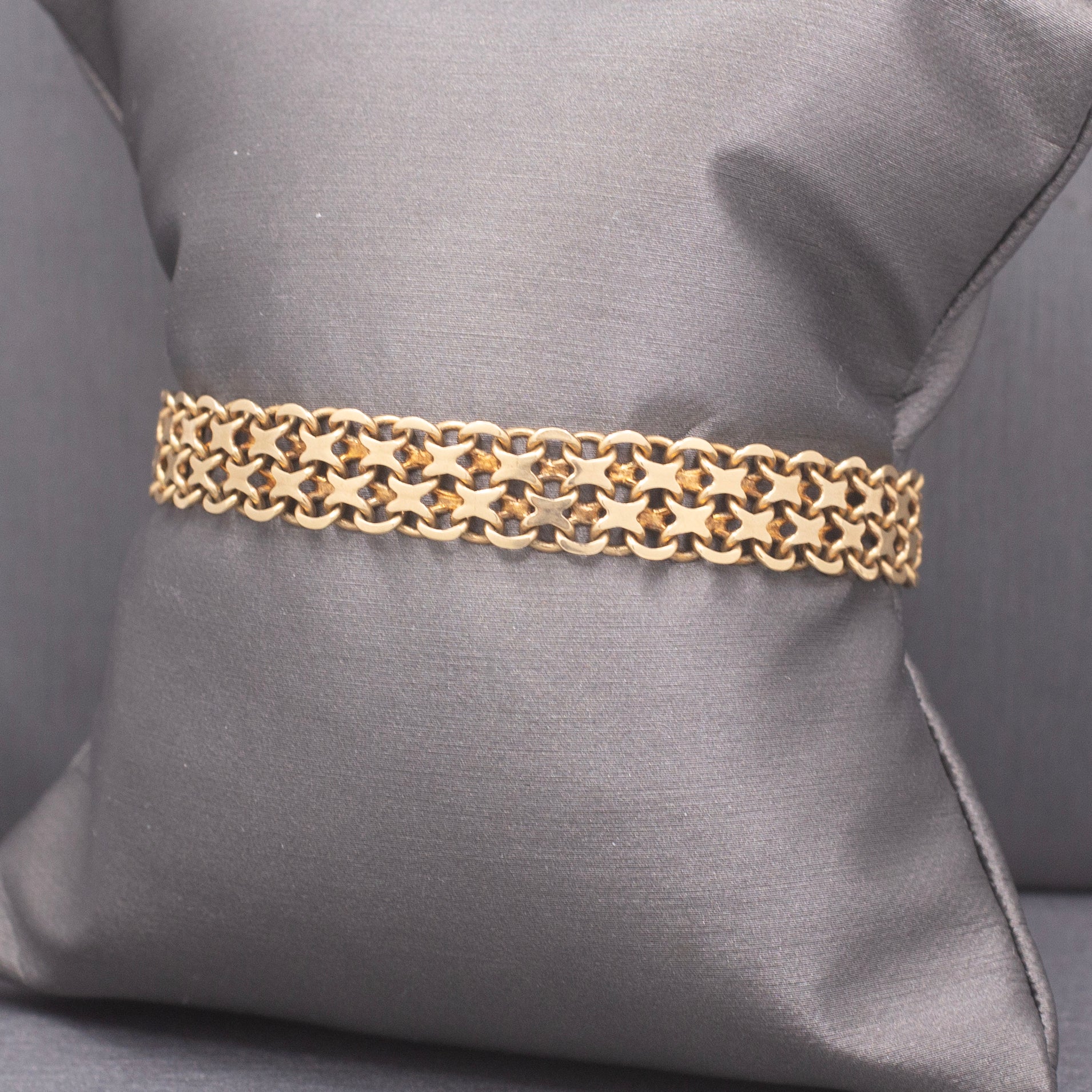 Vintage Swedish 14k Yellow Gold X-Link Bracelet