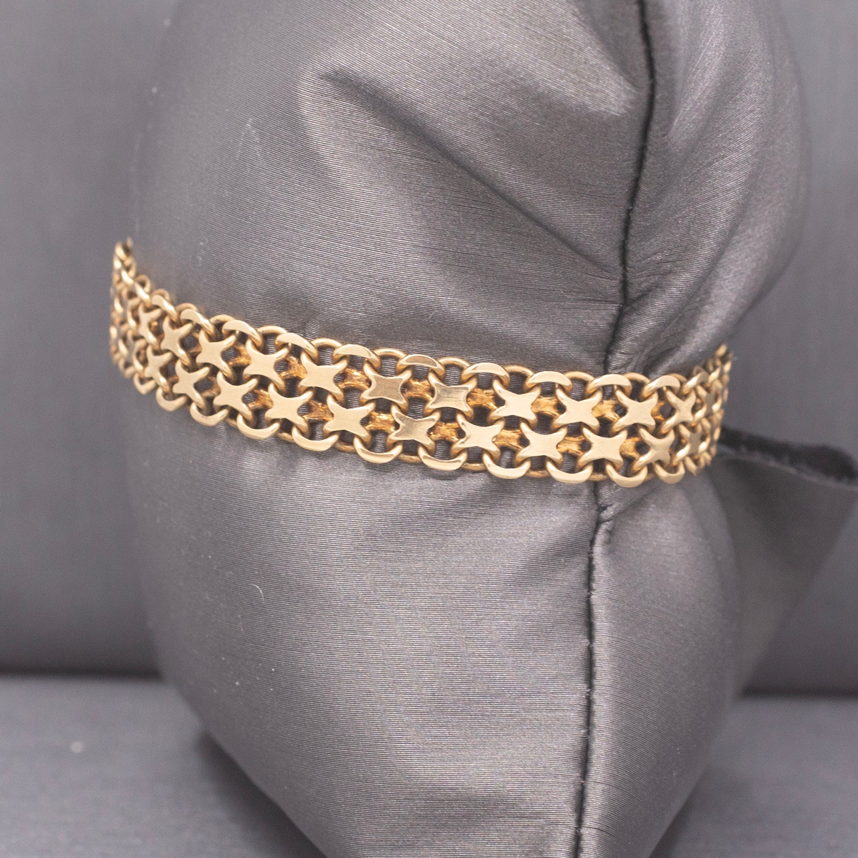 Vintage Swedish 14k Yellow Gold X-Link Bracelet