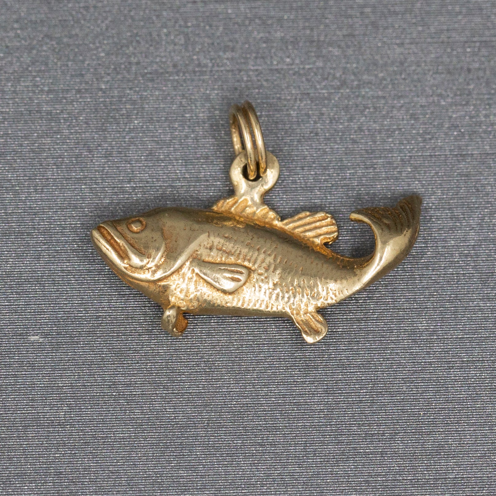 Swimming Salmon Fish Charm in 14k Yellow Gold