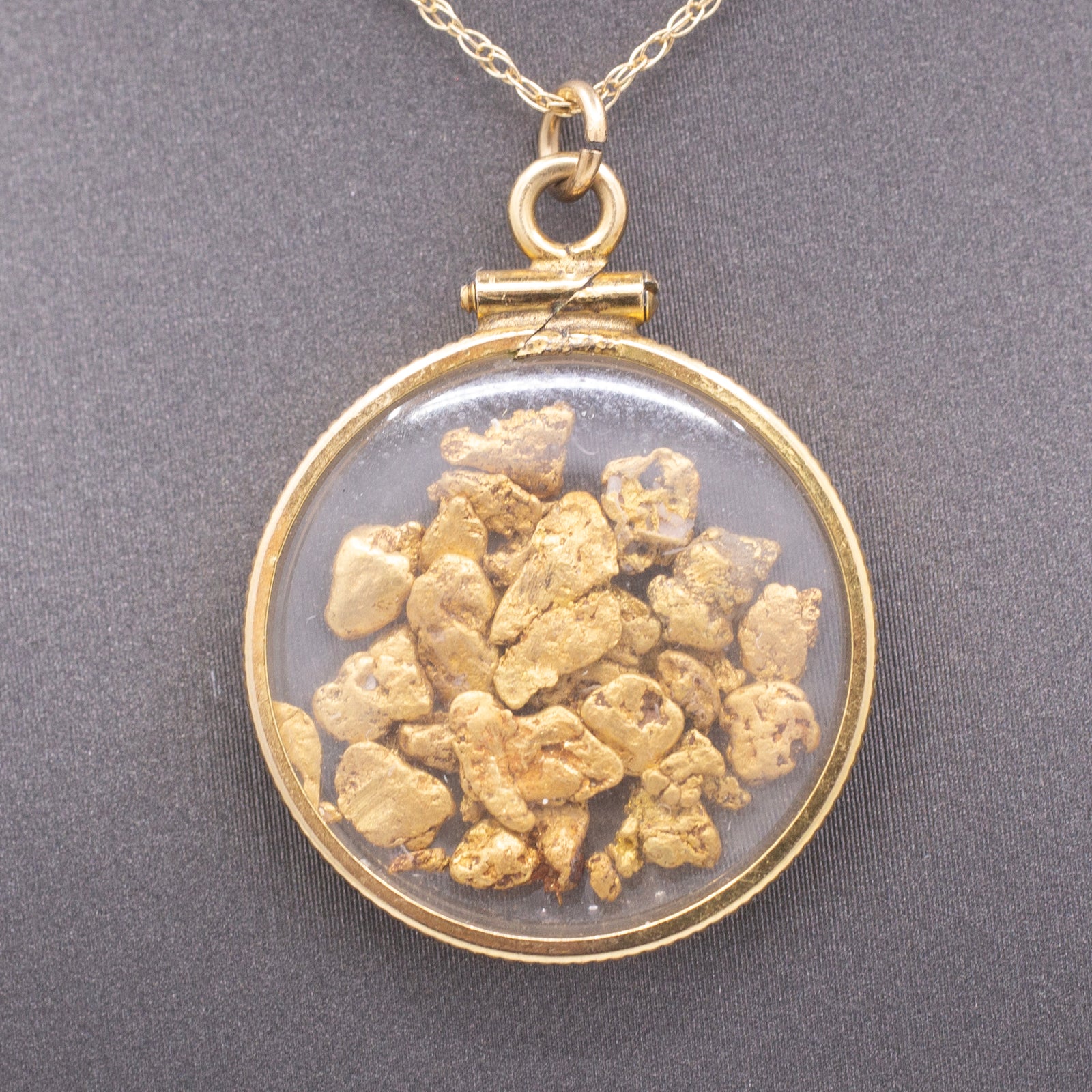 Vintage Gold Nuggets in Shaker Pendant 14k Yellow Gold