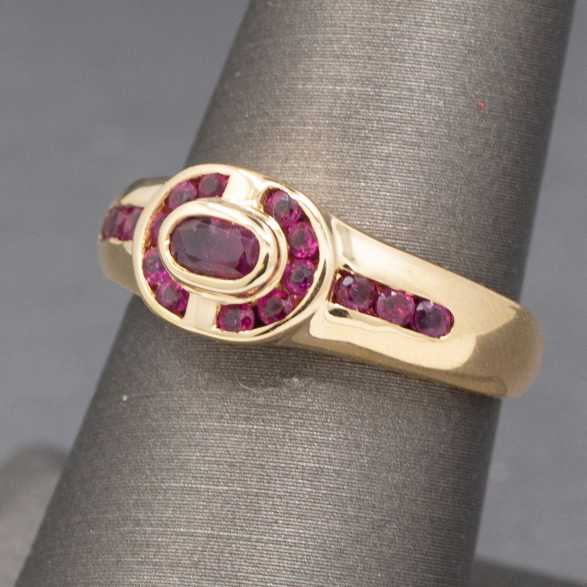 Sparkling Channel Set Ruby Band Ring in 14k Yellow Gold