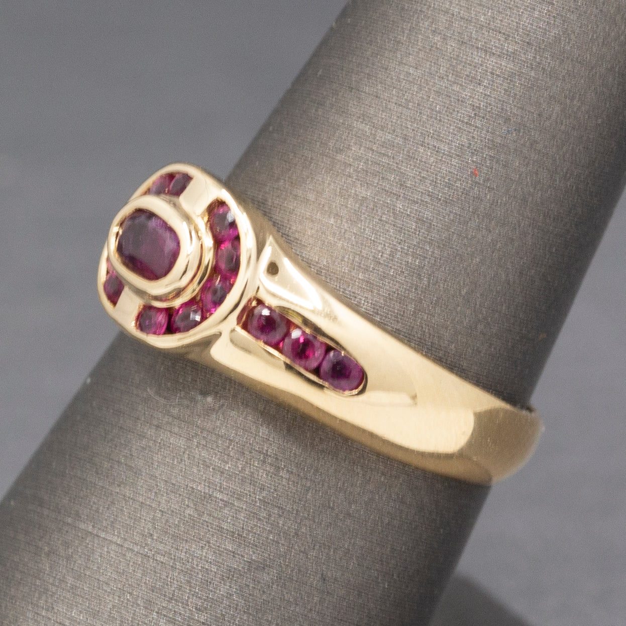 Sparkling Channel Set Ruby Band Ring in 14k Yellow Gold