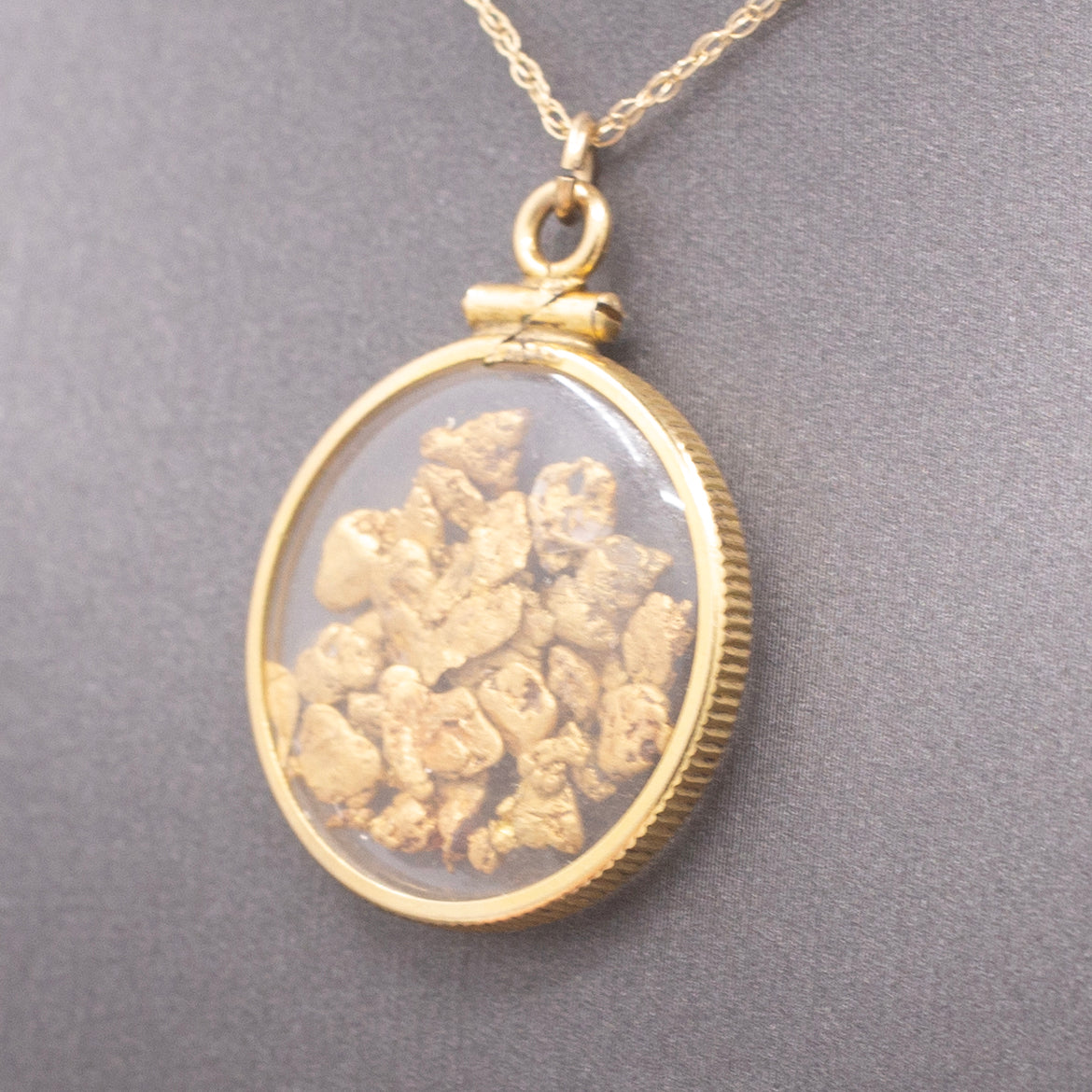 Vintage Gold Nuggets in Shaker Pendant 14k Yellow Gold