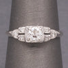 
Petite Art Deco Old European Cut Diamond Engagement Ring in 18k White Gold
