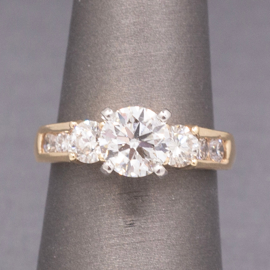 Upgrade!  GIA Certified Diamond Three Stone Engagement Ring in 14k Yellow Gold