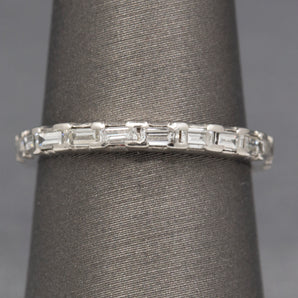 Glistening Baguette Cut Diamond Eternity Band Ring in 18k White Gold Size 5.5