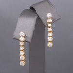 Sparkling Diamond Stud Earrings with Linear Jackets in 14k Yellow Gold