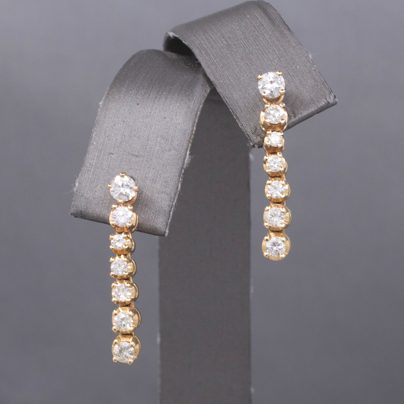 Sparkling Diamond Stud Earrings with Linear Jackets in 14k Yellow Gold