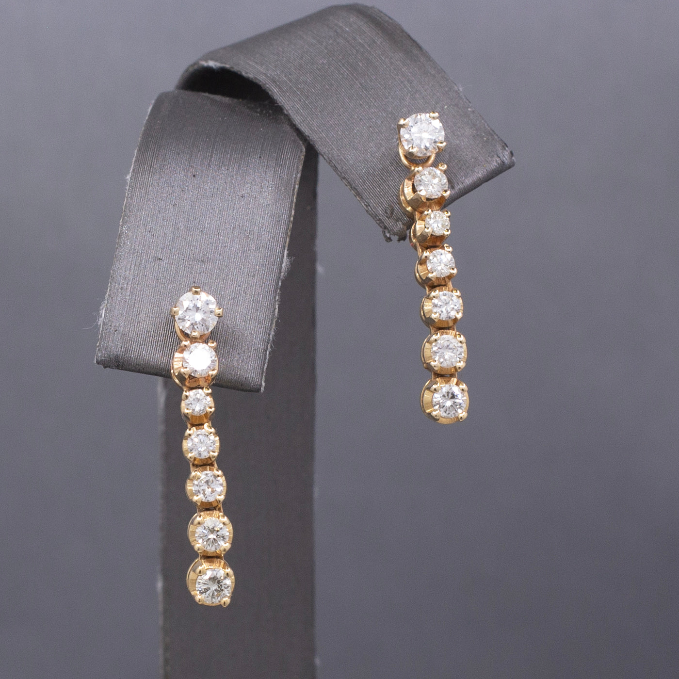 Sparkling Diamond Stud Earrings with Linear Jackets in 14k Yellow Gold