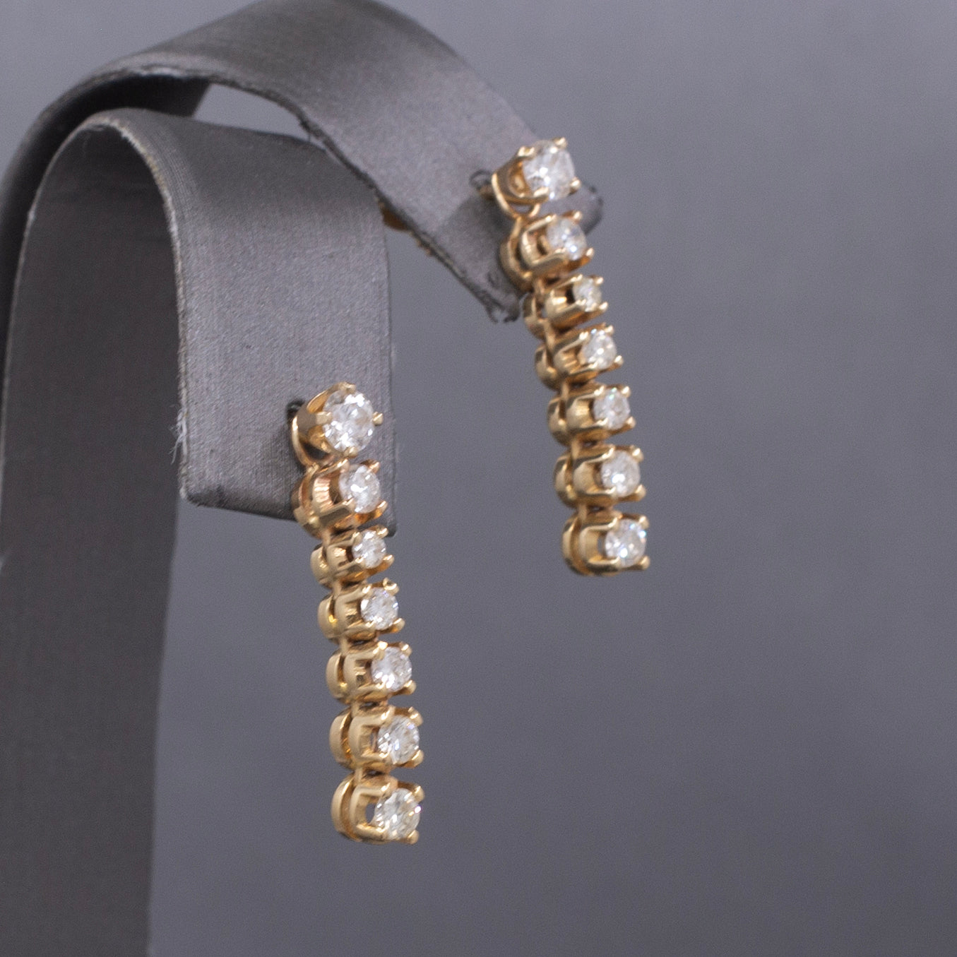 Sparkling Diamond Stud Earrings with Linear Jackets in 14k Yellow Gold
