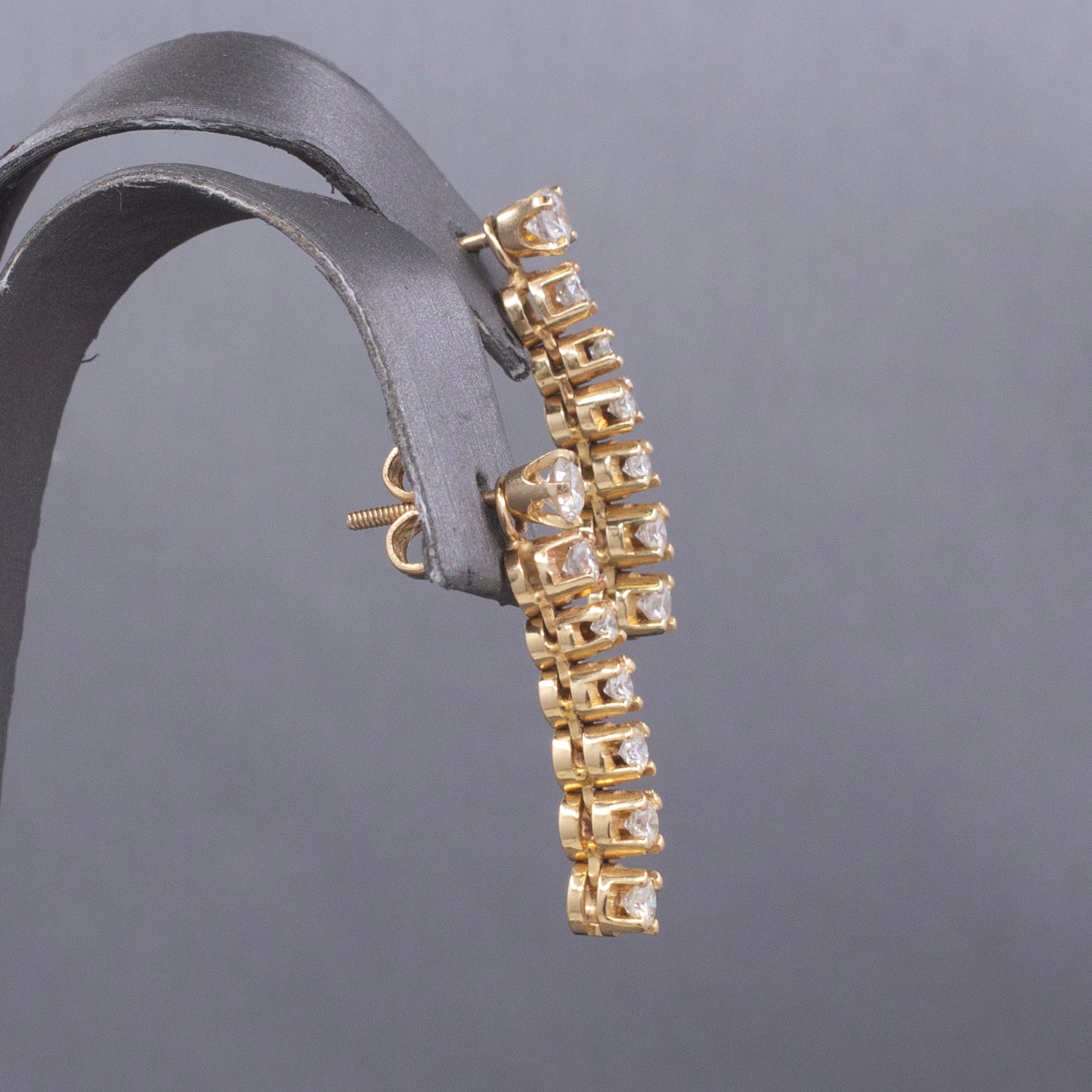 Sparkling Diamond Stud Earrings with Linear Jackets in 14k Yellow Gold