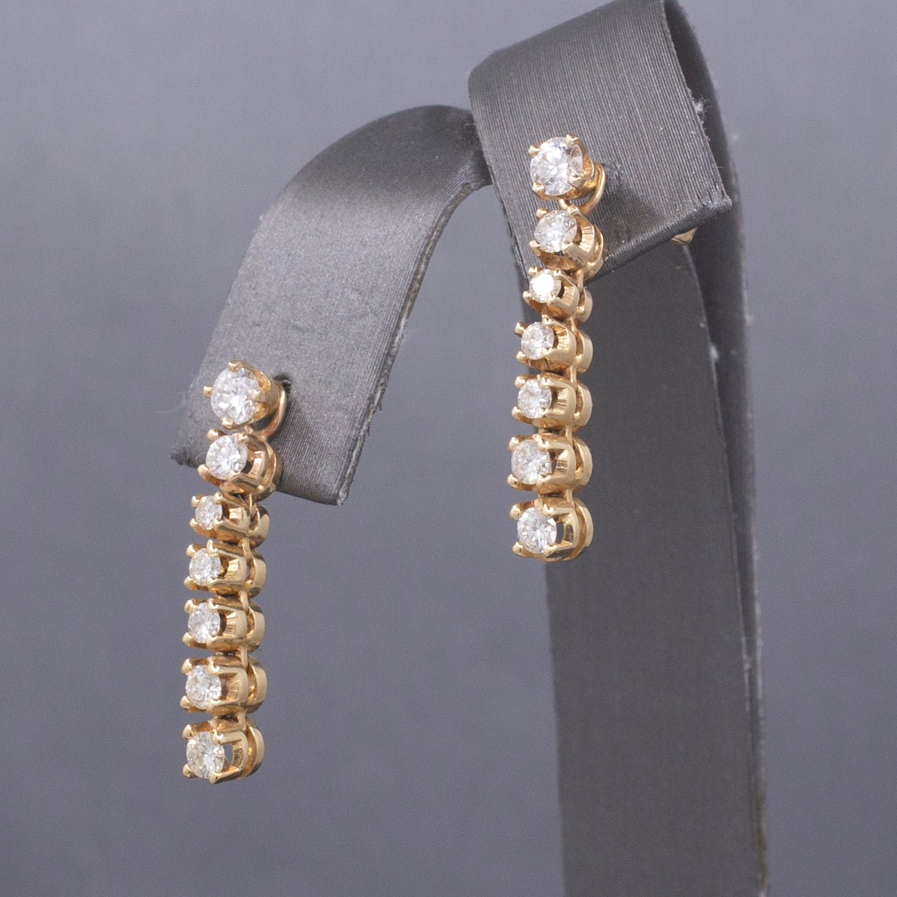 Sparkling Diamond Stud Earrings with Linear Jackets in 14k Yellow Gold
