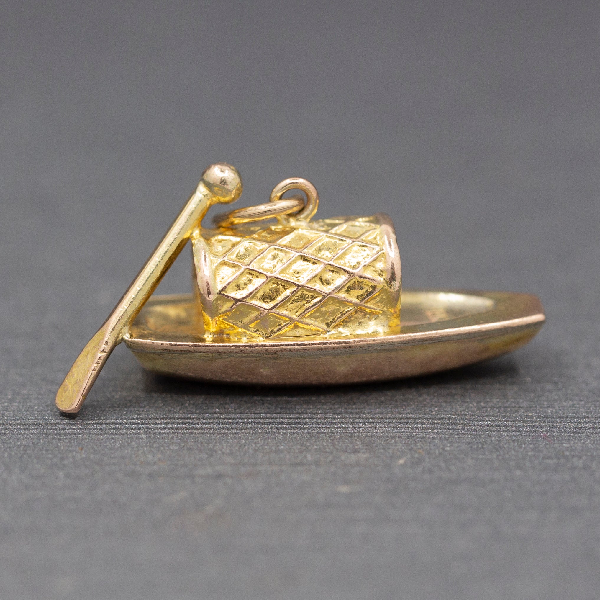 Vintage Sampan Malaysian Boat Charm in 14k Yellow Gold