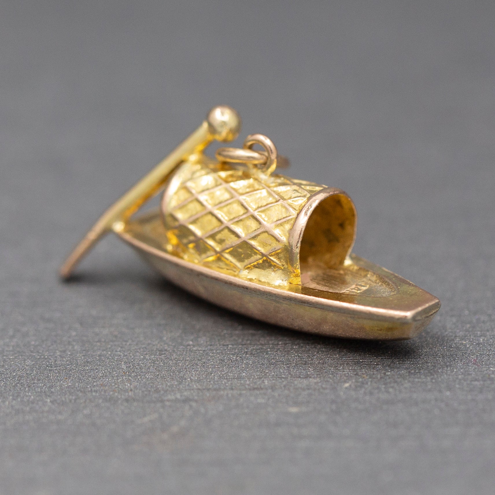 Vintage Sampan Malaysian Boat Charm in 14k Yellow Gold