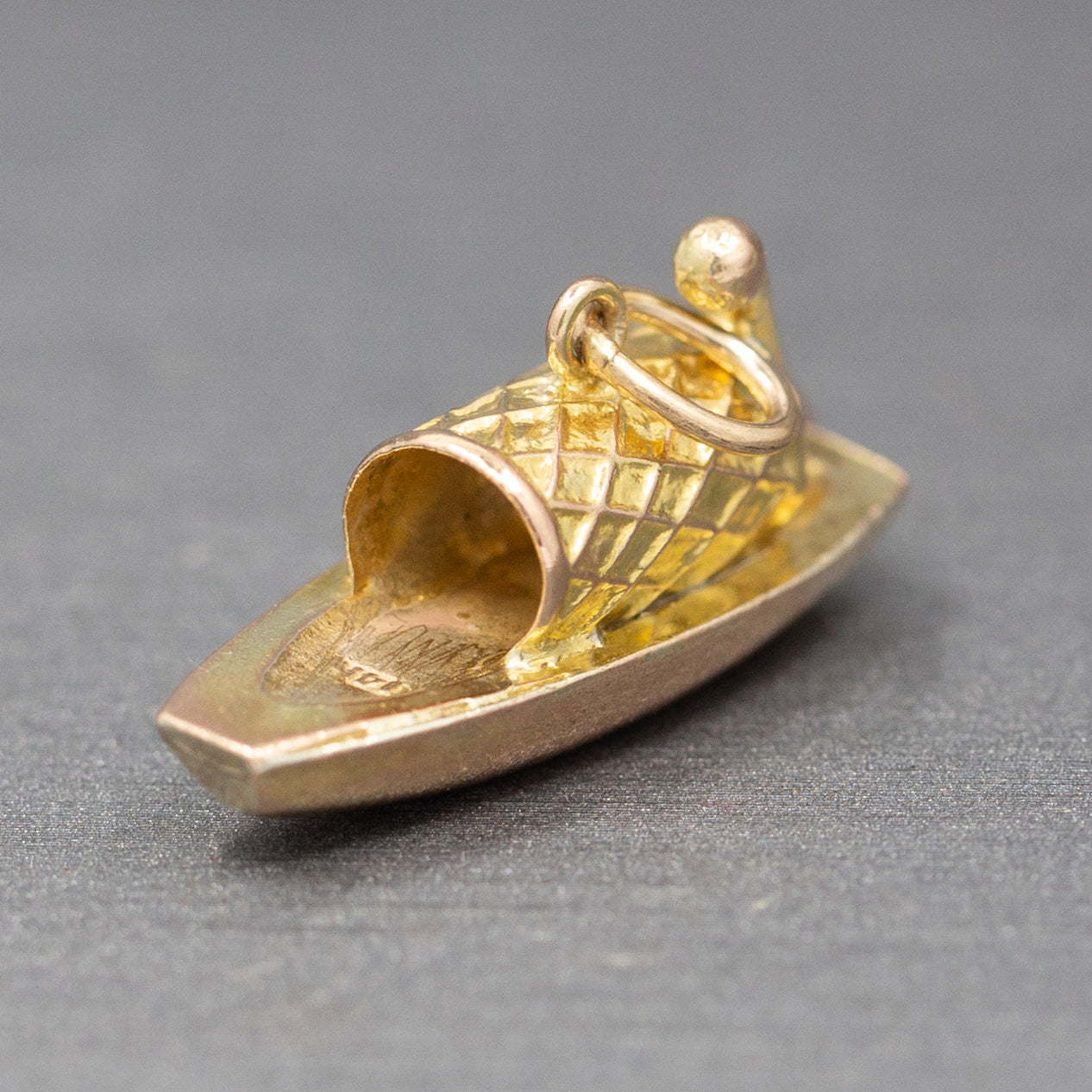 Vintage Sampan Malaysian Boat Charm in 14k Yellow Gold