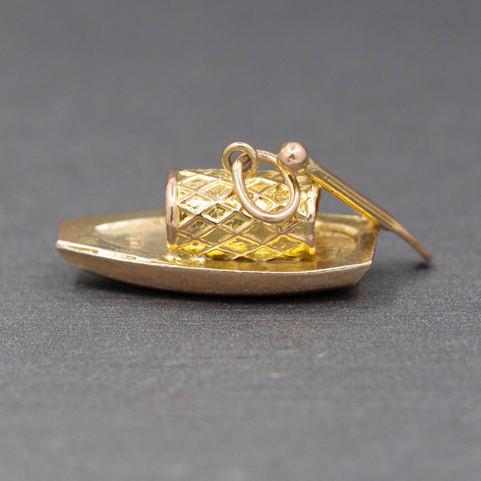 Vintage Sampan Malaysian Boat Charm in 14k Yellow Gold
