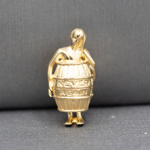 Vintage Man in a Barrel Good Luck Bad Luck Dice Charm in 14k Yellow Gold