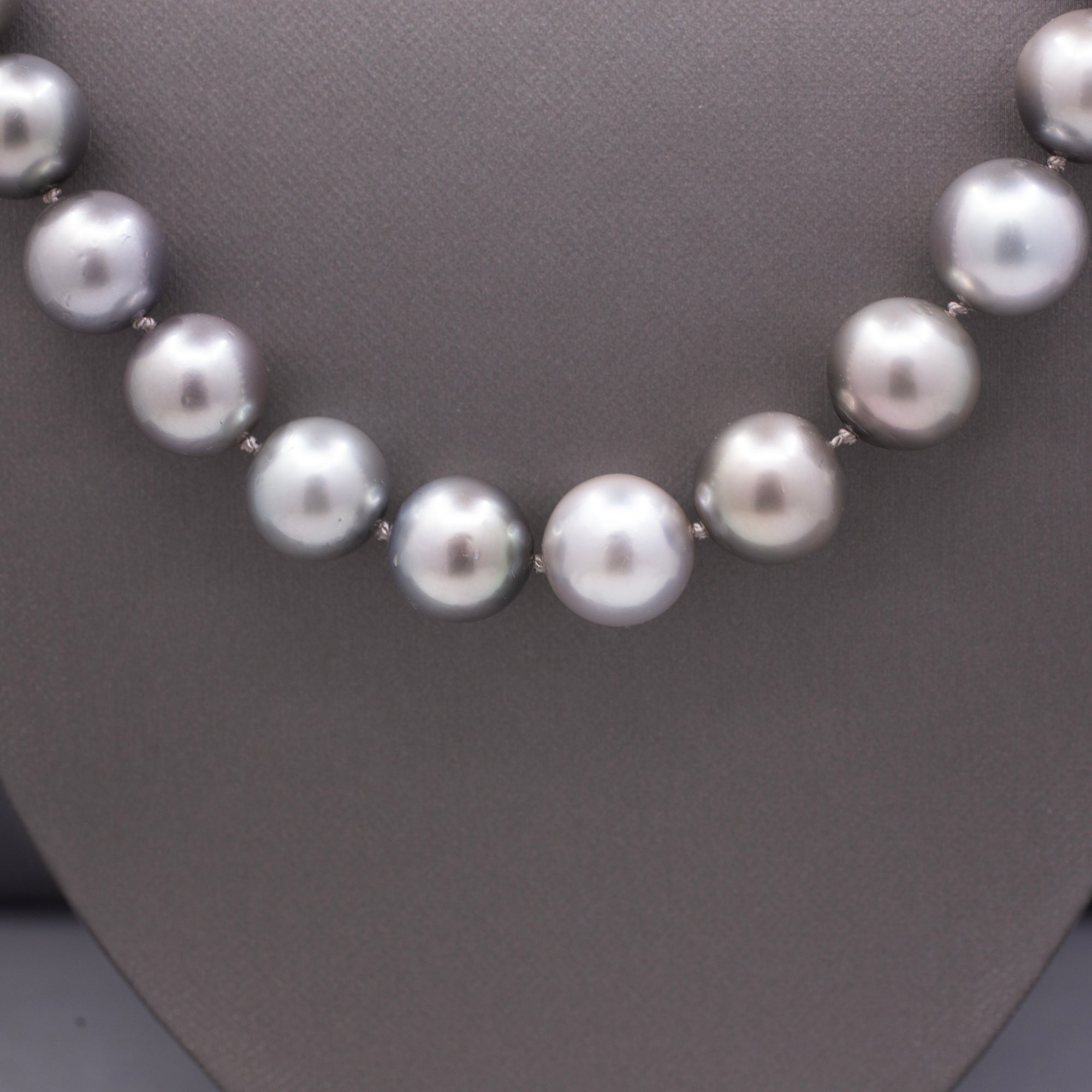 Silver South Sea Pearl Opera Length Strand Necklace with 14k Yellow Gold Clasp