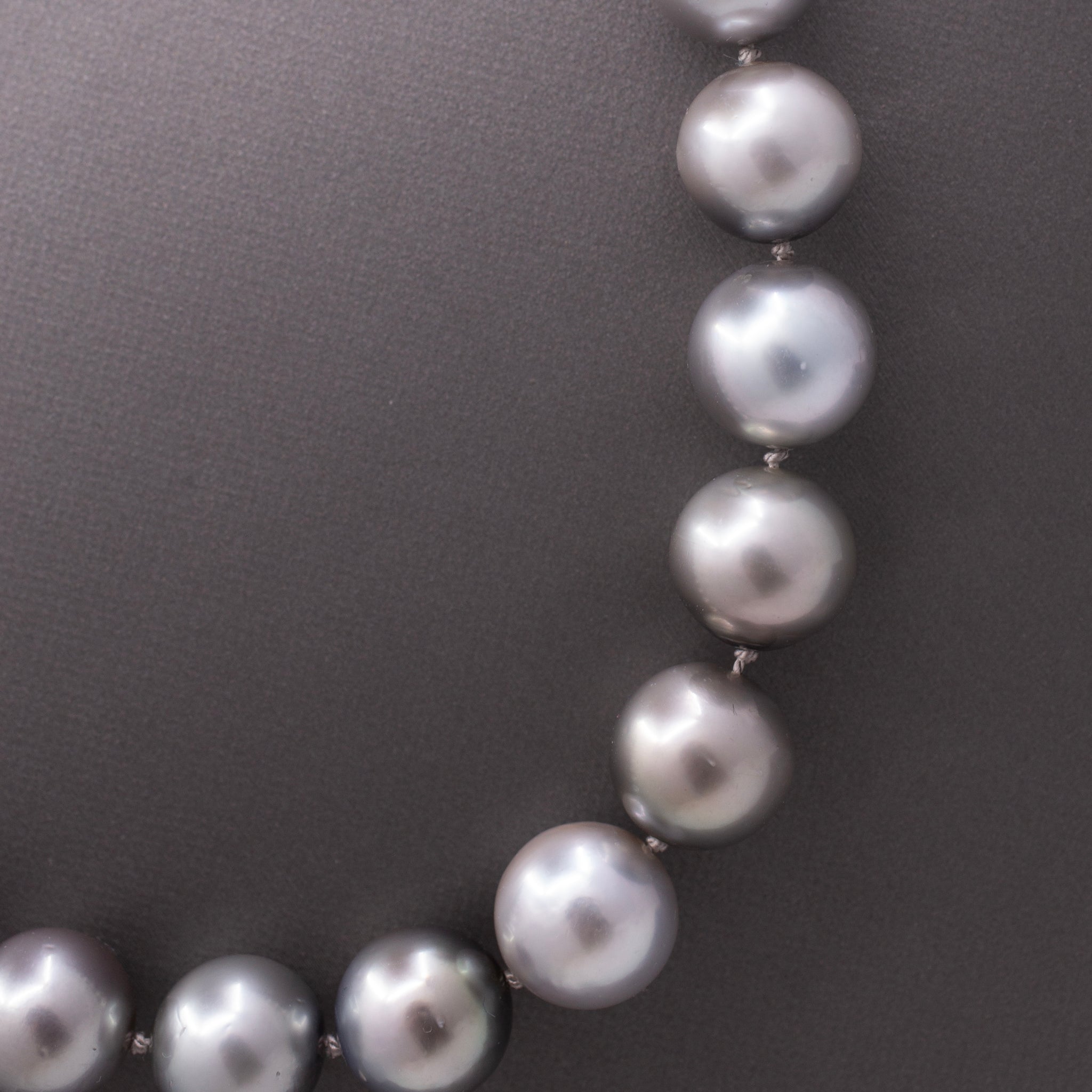 Silver South Sea Pearl Opera Length Strand Necklace with 14k Yellow Gold Clasp