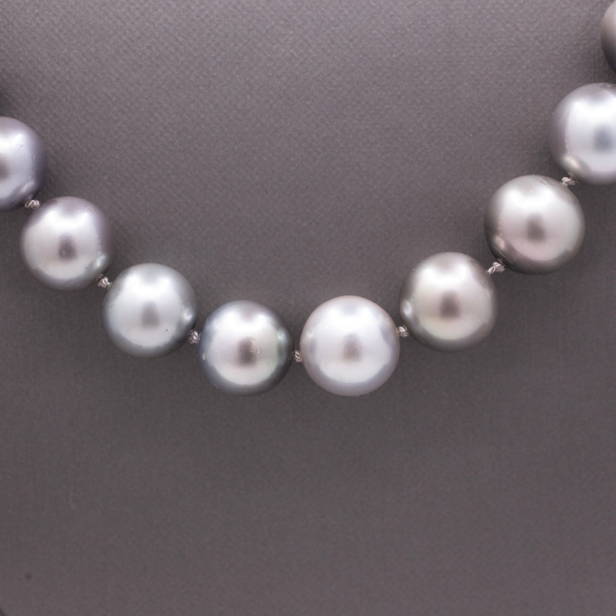 Silver South Sea Pearl Opera Length Strand Necklace with 14k Yellow Gold Clasp