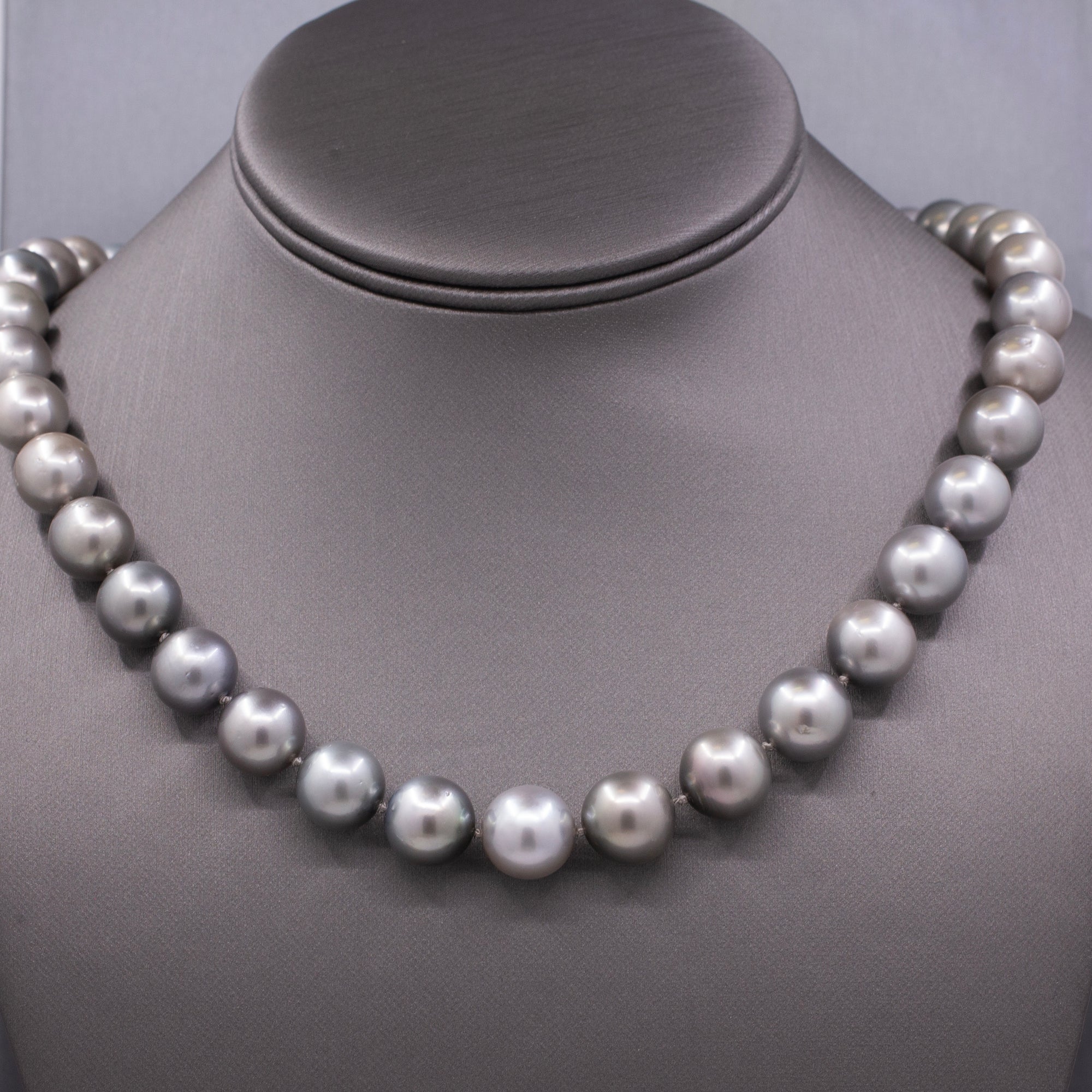 Silver South Sea Pearl Opera Length Strand Necklace with 14k Yellow Gold Clasp