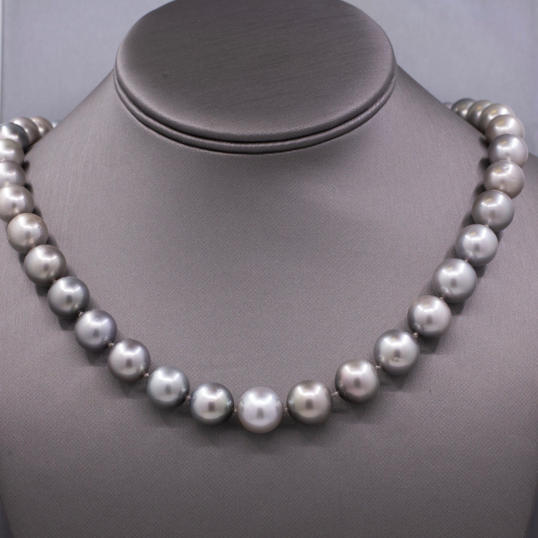 Silver South Sea Pearl Opera Length Strand Necklace with 14k Yellow Gold Clasp