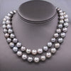 Silver South Sea Pearl Opera Length Strand Necklace with 14k Yellow Gold Clasp