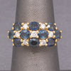 Vintage Sapphire and Diamond Three Row Band Ring in 18k Yellow Gold