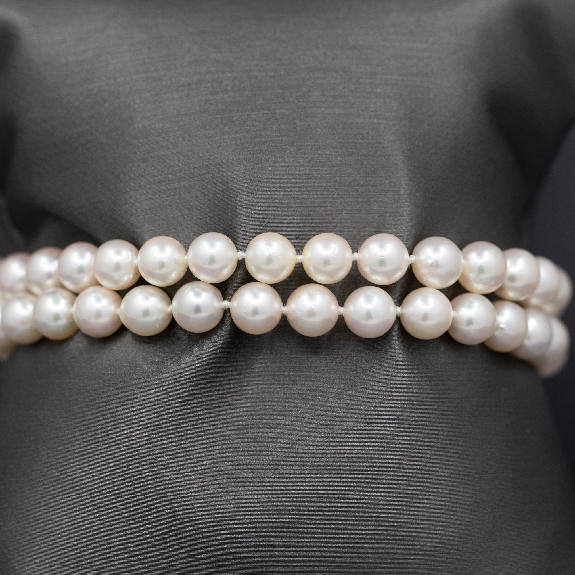 Luxurious Two Strand Cultured Pearl Bracelet with Diamond Clasp in 18k Yellow Gold